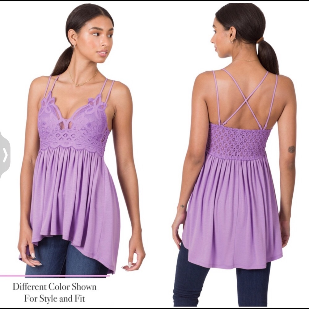 Hot Pink Crochet Lace Cami Tunic w/Criss X Back NWT - Picture 4 of 5
